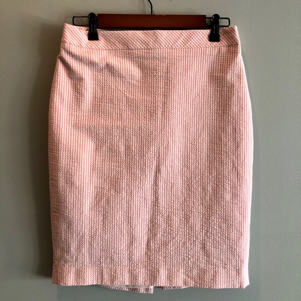 Ann Taylor Pink & Off White Gingham Pencil Skirt